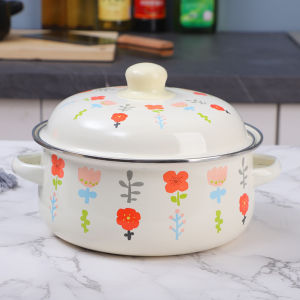 Mini Double Ear Enamel Pot Enameled Soup Pot Small Hot Pot Enamel Porcelain Noodle Bowl Enameled Casserole Dish Kitchenware