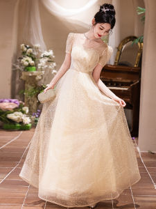 ชุดราตรีสีแชมเปญ ชุดยาวผู้หญิง งานปาร์ตี้ งานแต่งงาน งานวันเกิด ชุดราตรียาว ชุดราตรีผู้หญิง ชุดราตรีสุดหรู ชุดราตรี