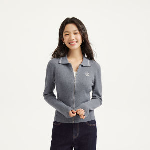 Hotwind | Wool-containing Zip Front Knit Jacket