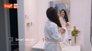 ถุงโฟ่น Smart Mirror 60 ชุด การแสดงเวลาและปฏิทิน กระจกห้องน้ำ ติดผนัง กลม บรรจุภัณฑ์ สำหรับห้องบ้าน การเข้าถึงและการตัดสินใจของ Smart Mirror ด้วย App