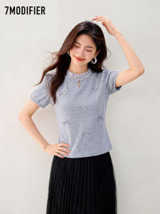 7.Modifier | Áo Thun Thời Trang Dáng Rộng Tay Xòe Cắt Dây Nơ