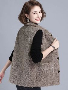 เสื้อกั๊กขนแกะหนาสำหรับผู้หญิง ฤดูใบไม้ผลิและฤดูใบไม้ร่วง 2024 เสื้อคลุมกันหนาวแบบสวมหัวแบบมีฮู้ด ทรงหลวม แขนยาว โพลีเอสเตอร์ 100%