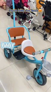 kids Bike twin bicycle for kids 2 seater baby tandem Push stroller tri-bicycle for 1 to 5yrs. old