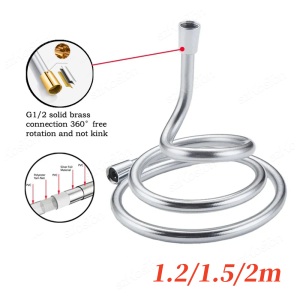 Flexible Anti Winding 1.2/1.5/2m High Pressure GI/2 Universal Interface PVC Handheld Shower Head Hose Faucet Extension Pipe