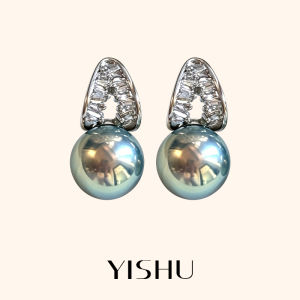 YISHU | Elegant Pearl and Diamond Earrings Sterling Silver