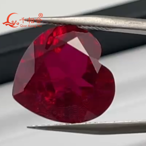 Heart Shape Lab Grown Ruby Natural Cut Stone Red Color Synthetic Corundum Loose Stone With Visible Inclusions Jewelry Charms Accessories for DIY