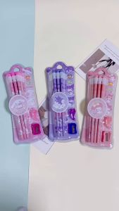 ดินสอไม้ HB/2B + กบเหลาดินสอ + ยางฝึกจับดินสอ ลายการ์ตูน Sanrio น่ารัก