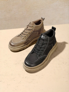Belle | Genuine Leather Thick Sole Height Increasing Casual Fleece Lined Warm Mens Martin Boots