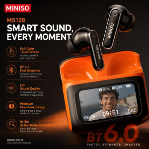 Miniso | Tai Nghe Bluetooth Không Dây MINISO MS128 Tai Nghe Nhét Tai Mềm Có Độ Trễ Thấp Điều Khiển Cảm Ứng Thông Minh Màn Hình LED Tuổi Thọ Pin Dài Tai Nghe Nhét Tai