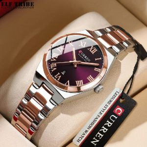 ELF TRIBE นาฬิกาสุดหรูสำหรับผู้หญิงนาฬิกาแฟชั่นผู้หญิงลำลองสแตนเลสนาฬิกาข้อมือควอตซ์ Kado Pacar กันน้ำตลอดอายุการใช้งาน