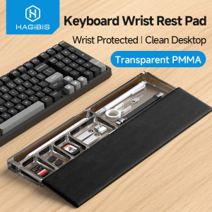 Hagibis | Hagibis Acrylic Magnetic Keyboard Wrist Rest Ergonomic Memory Foam Easy Typing Pain Relief Desktop Storage Organizer for Office