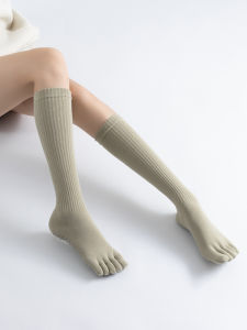 Professional Yoga Socks for Women Autumn Winter Long Tube Five Finger Pilates Special Sports Fitness Yoga Indoor Exercise