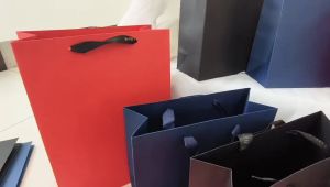 ถุงไทย ถุงกระดาษ ถุงกระดาษคราฟหูหิ้วริบบิ้นพิมพ์ลาย ถุงใส่เสื้อผ้า ถุงใส่ของชำร่วย ถุงกระดาษอเนกประสงค์พร้อมส่งในไทย