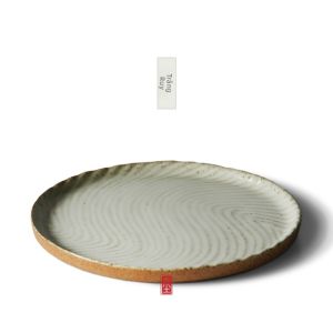 Joto | Đĩa Sứ thô Wabi-Sabi Đĩa Trái Cây Mâm Dọn Phục Vụ Đĩa Tròn Cổ Điển Màu Đen