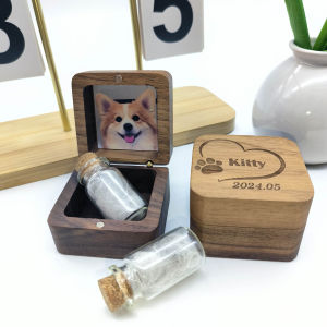 Handmade Natural Wooden Pet Fur Memorial Box For Hair Skin Ashes Nails Pet Condolence Gift Dog Keepsake Cat Keepsake Gift Missing Pet Gift