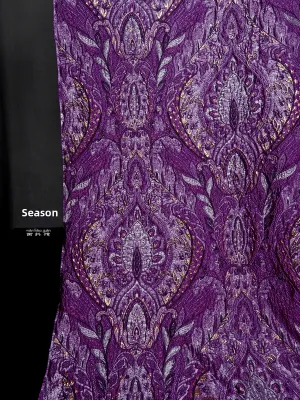 Purple Exotic Court Style Mixed Fiber Lustrous Thread Embossed Fabric Three-Dimensional Texture Coat Designer Material