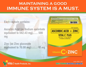 Coach Eddie Vital C Plus Ascorbic Acid + Zinc | Non-Acidic Vitamin C + Zinc Minerals | 500mg / 10mg | 100 Vegetable Capsules