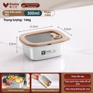 Snainy | Hộp Cơm Bằng Thép Không Gỉ 304 Đạt Tiêu Chuẩn Thực Phẩm