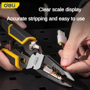 deli | Deli 9 in 1 Electrician Pliers Multifunctional Needle Nose Pliers for Wire Stripping Cable Cutters Terminal Crimping Hand Tools