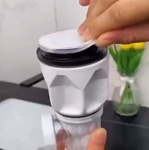 Ống xả xi phông đầu nhấn nhỏ inox ống xả nhựa ruột gà có dãn dùng được cho tất cả lavabo