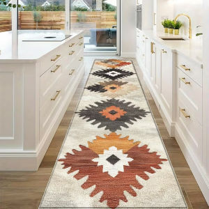 VIKAMA Retro Bohemian Runner Carpet Bathroom Non-slip Floor Mat Kitchen Corridor Bedroom Long Rug Home Decoration