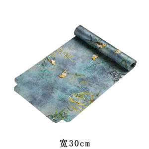 New Chinese Style Embroidered Waterproof Tea Mat Rectangular Satin Surface Tea Table Flag Home Decor Tablecloth Art
