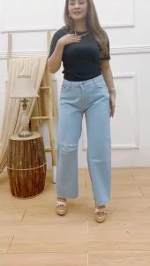 Jumbo Highwaist Kulot Ripped Jeans Big Size 31-42 & Kulot Sobek Lapis