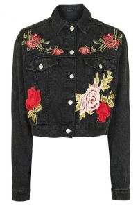 Embroidered Denim Button Down Jacket CFBOUTIQUE