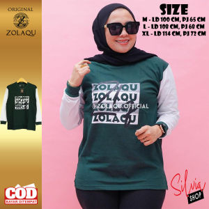 KAOS ZOLAQU TERBARU 2024 FASHION WANITA LENGAN PANJANG KEKINIAN OFFICIAL RESMI ZLQ HIJAU BOTOL PUTIH
