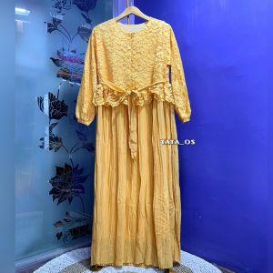 BANGKOK MELINDA DRESS GAMIS BRUKAT PLISKET IMPORT FLARE MEWAH