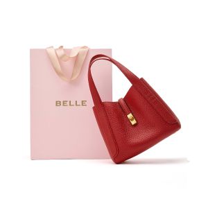 Belle | Red Genuine Leather Womens Handbag Crossbody Bag