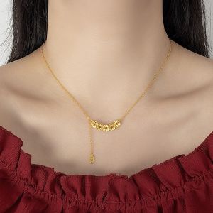 Vàng tinh tế may mắn mang thời trang vòng cổ dây chuyền xương đòn Mặt dây chuyền trang sức vòng cổ cho phụ nữ