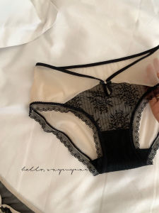 Retro เซ็กซี่ ลูกไม้ ชุดชั้นใน ผู้หญิง 2024 New Pure Desire Thin ตาข่าย Spicy Low เอว สะโพกครอบคลุม ผ้าฝ้าย เป้า กางเกงใน