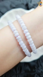 Premium Grade Icy Pinkish Lavender Jadeite A-Grade Bracelet (Round / Abacus Rondelle Beads)