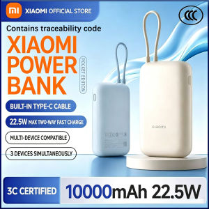 Xiaomi 22.5W/33W Power Bank 10000mAh/20000mAh (Integrated Cable) | USB-C Two-Way Fast Charging | Charge up to 3 Devices |Silicone protective cover| Compact