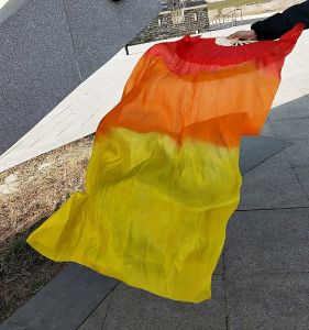 Dance Long Fan Dance Fans Three-Color Gradient Flame Fan Lengthened Yangko Fan Square Dance Long Fan Long Silk Fan