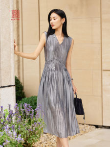 EP YAYING | Acetate Pleated Slimming Sleeveless Dress