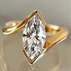 Huitan Delicate Women Ring Marquise Shaped Simple Silver Color/Gold Color Inlaid CZ Fashion Wedding Party Accessories Jewelry