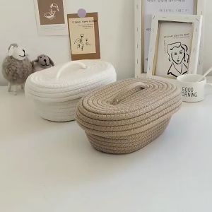 Desktop Anti-Dust Storage Box Simple Handmade Cotton Thread Mobile Phone Cosmetics Sundries Basket Snacks Needlework