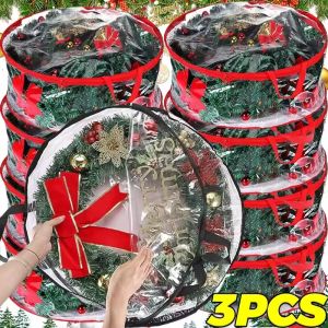 3Pcs Vòng Hoa túi lưu trữ Đầm giáng sinh Túi Không Thấm Nước Vòng Hoa Rõ Ràng Lưu Trữ Container Với khoá kéo đôi Và Xử Lý đồ sắp xếp gia dụng