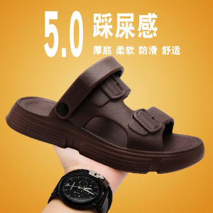 2025 New Mens Sandals Genuine Leather Summer Anti-slip Outdoor Beach Shoes Casual Heightening Driving Slip-On Two-Way Wear