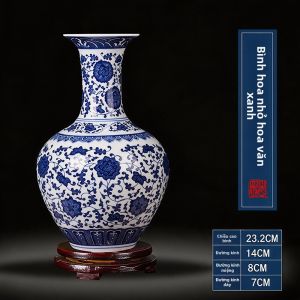 Vại Trang Trí Phong Cách Gốm Sứ Trắng Xanh Trung Quốc