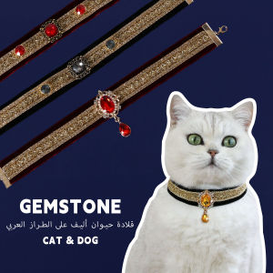 Pet collar necklace Arab Middle Eastern style velvet gilt with gemstones cat and dog light luxury photo