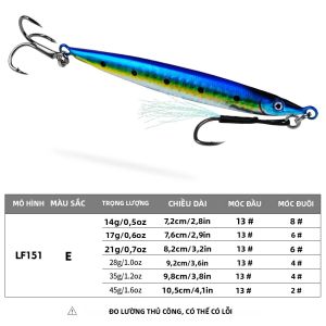 PROBEROS Cao Cấp Đánh Chìm Kim Loại Jig Mồi Câu Cá Với Móc Treble Để Tăng Cường Hút Thiết Kế Cắt Nước Mặn Câu Cá Nước Biển