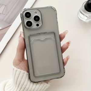 Ốp Điện Thoại iPhone 18/17/16/15/14/13/12/11 Pro Max Plus Bằng Silicon TPU Mềm Trong Suốt - Vỏ Bảo Vệ Có Ngăn Đựng Thẻ Ngân Hàng Thẻ Căn Cước