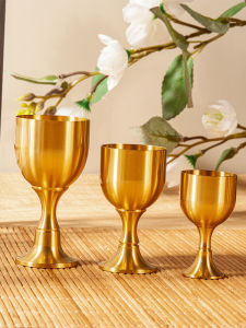 Bronze Chinese Style High Footed Wine Cup for Banquet Office Desktop Bronze Craft Decoration Baijiu Drinking Cup