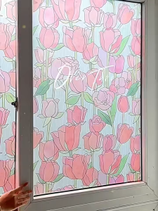 Stiker Kaca Motif Bunga Warna Warni Sticker Kaca Film Jendela Rumah Wallpaper Pintu Kaca