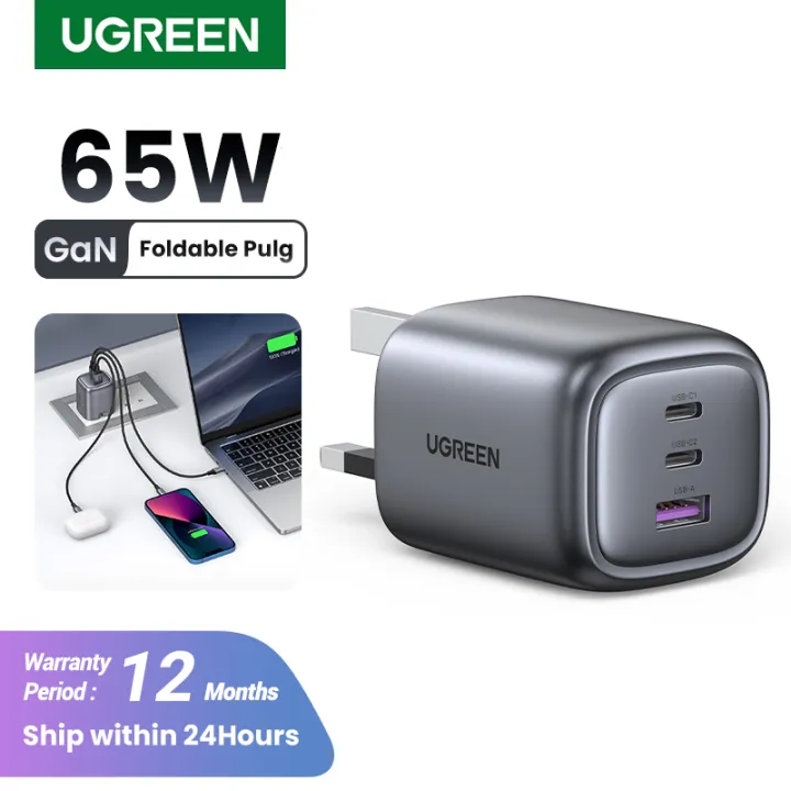 UGREEN 65W GaN PD Fast Charger Quick Charge 2C1A 2 Type C 1 USB A Charger with QC Portable for Sasmusng S24 Ultra iPhone 16 Pro Max iPhone 17 Pro Max iPhone 18