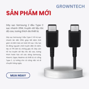 Cáp sạc Samsung 2 đầu Type C sạc nhanh 25W truyền dữ liệu tốc độ cao tương thích đa thiết bị