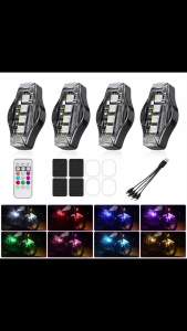 4 Đèn LED Không Dây Đèn LED Nhấp Nháy Đèn Trang Trí Ô Tô Điều Khiển Từ Xa Sạc Khí Quyển Đèn Cảnh Báo Chống Va Chạm Đèn Xe Máy